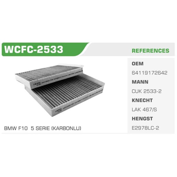 WINKEL WCFC-2533 Polen Filtresi Bmw 5 10- Bmw 6 11- Bmw 7 08- Koli: 24 Ad. 