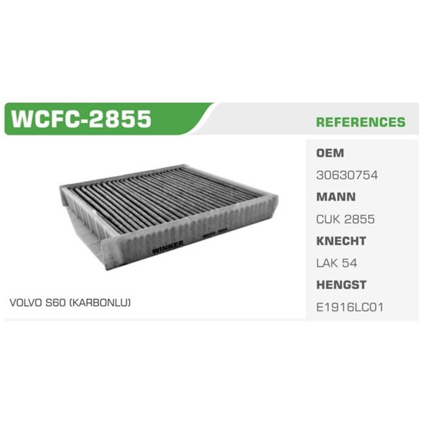 WINKEL WCFC-2855 Polen Filtresi S60 S70 S80 V70 Xc70 Xc90 C70 Karbonlu Koli: 27 Ad. 