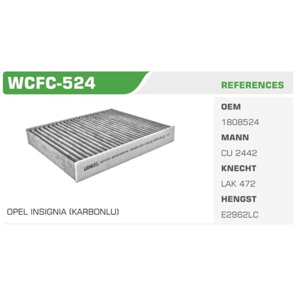 WINKEL WCFC-524 Polen Filtresi Astra J 09-12 Insignia 09-12 Zafira C 11- Merıva B 10- Cascada 13- Mo 