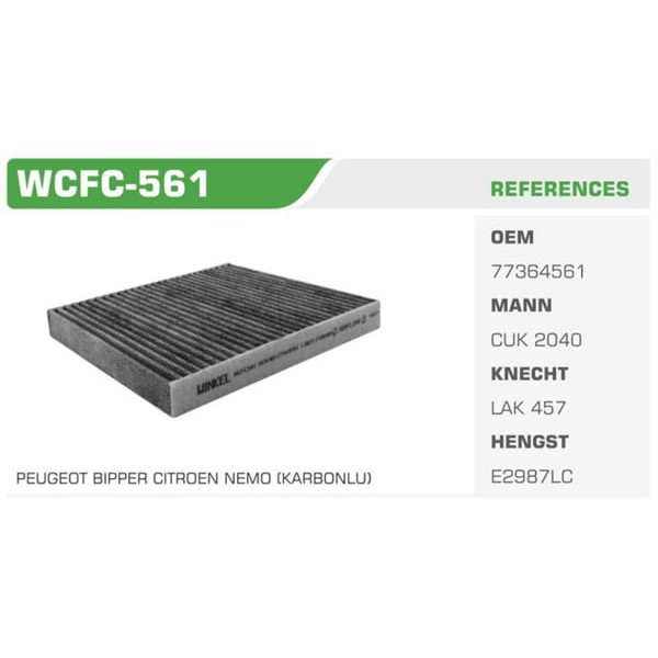 WINKEL WCFC-561 Polen Filtresi Linea 07- Egea 15- Doblo 10- Fiorino 08- / Bipper / Nemo Karbonlu