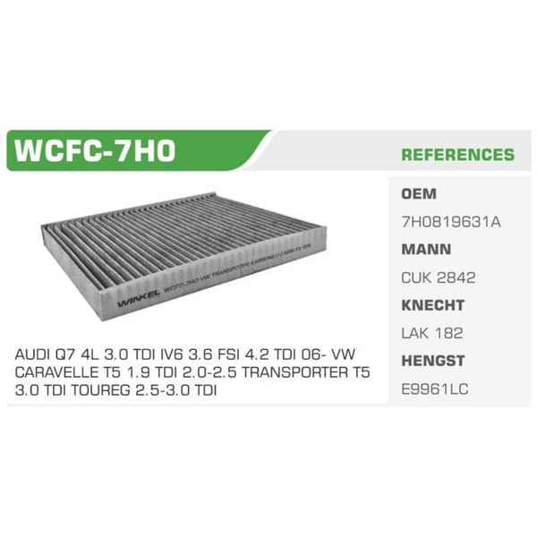 WINKEL WCFC-7H0 Polen Filtresi Amarok 10- Touareg 03- Transporter T5 03- / Q7 06- / Cayenne 03-