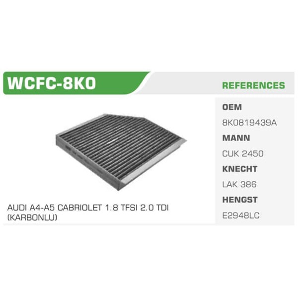 WINKEL WCFC-8K0 Polen Filtresi A4 07- A5 07- Q5 09- Koli: 28 Ad.