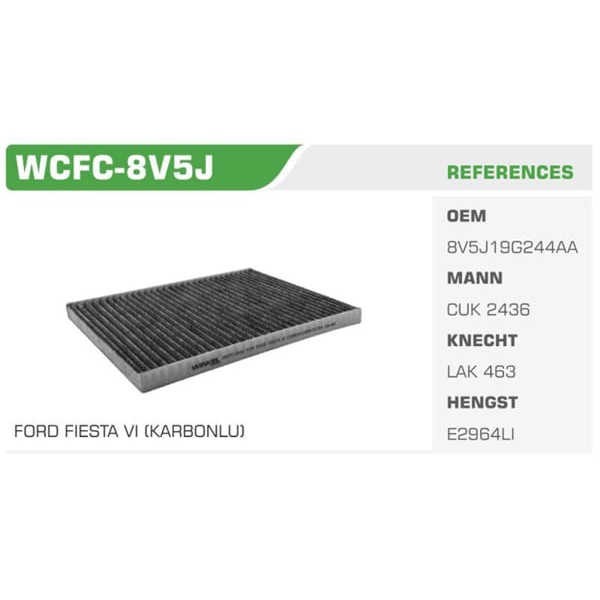 WINKEL WCFC-8V5J Polen Filtresi Fiesta VI Transit Tourneo Courier 14- / Mazda 2 Karbonlu Koli: 68 Ad