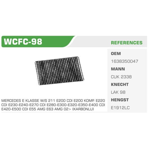 WINKEL WCFC-98 Polen Filtresi Mercedes W163 98-05 Karbonlu