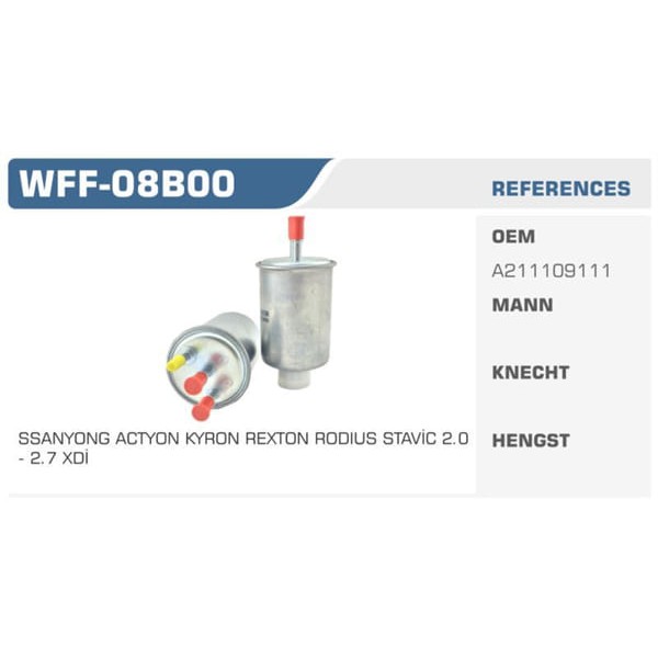 WINKEL WFF-08B00 Mazot Filtresi Ssangyong (2 Borulu)