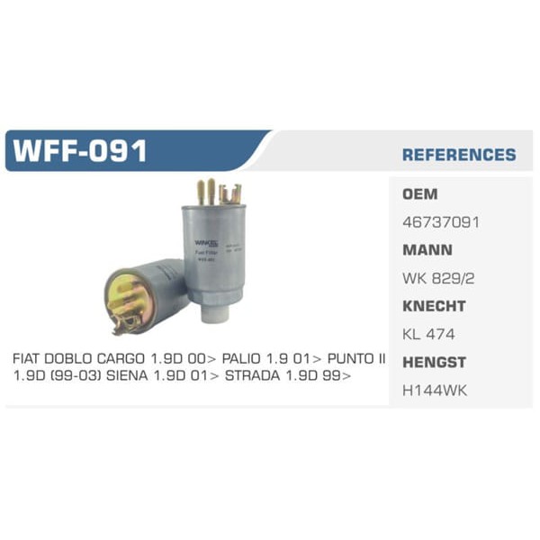 WINKEL WFF-91 Mazot Filtresi Doblo 1.9D Koli: 24 Ad. 