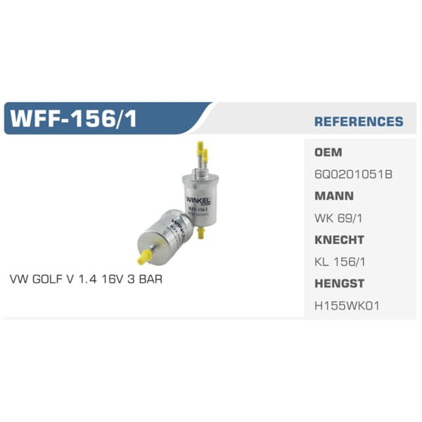 WINKEL WFF-156-1 Benzin Filtresi Polo / Cordoba Ibiza / Fabia 1.2 1.4 1.4 16V Koli: 50 Ad.