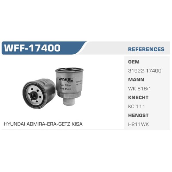 WINKEL WFF-17400 Mazot Filtresi Accent Admire Getz Matrıx 1.5 CRDI Kısa Tıp