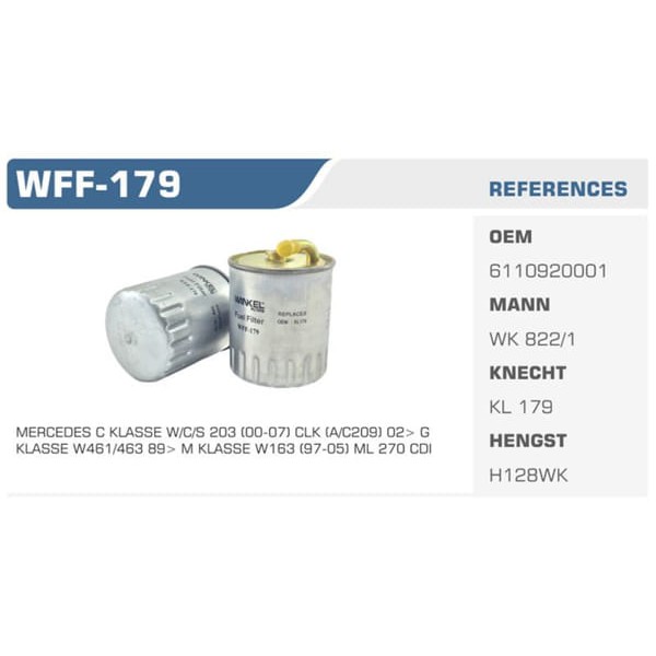 WINKEL WFF-179 Mazot Filtresi Mercedes C Seri Koli: 50 Ad.
