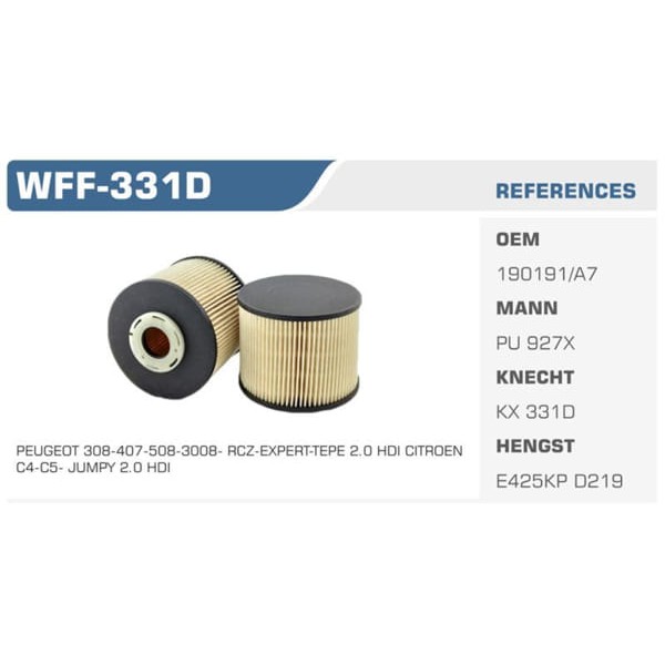 WINKEL WFF-331D Mazot Filtresi Scudo / 307 407 3008 / C4 C5 / Focus II C-Max Tourneo Custom 12- Tran