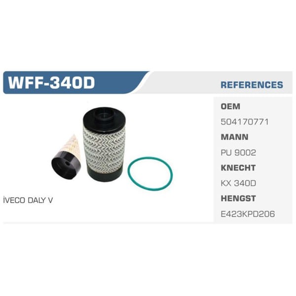WINKEL WFF-340D Yakıt Filtresi Daily IV 06-07 Daily IV V 06- 11- Koli: 50 Ad.