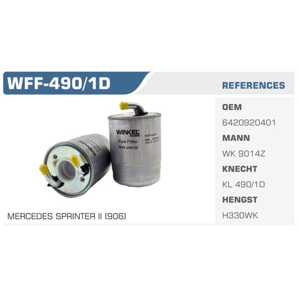 WINKEL WFF-490-1D Mazot Filtresi Sprinter 210Cdı 313 Cdı 316 Cdı 09- Koli: 50 Ad. 