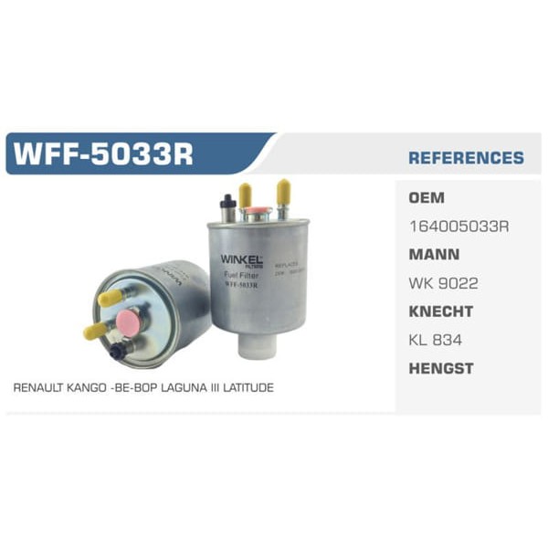 WINKEL WFF-5033R Mazot Filtresi Kangoo III 10- Laguna III Latitude 10- 1.5 DCI 2.0 DCI Koli: 50 Ad.