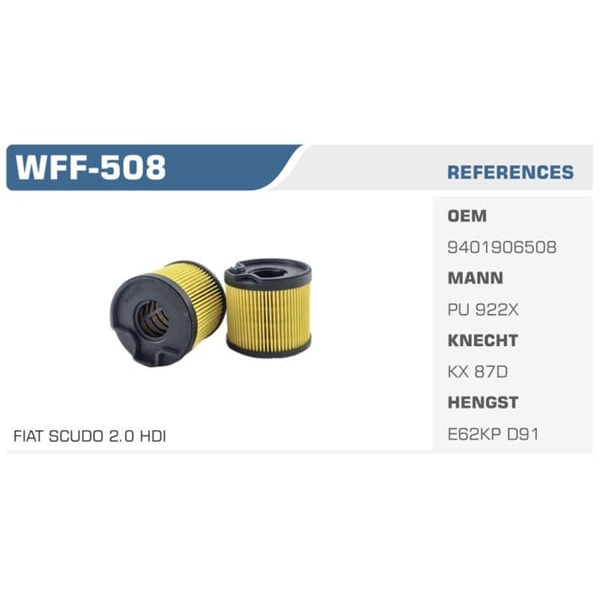 WINKEL WFF-508 Mazot Filtresi 206 307 405 406 806 Partner Expert / Xsara C5 Berlingo 2.0 HDI Koli: 5 