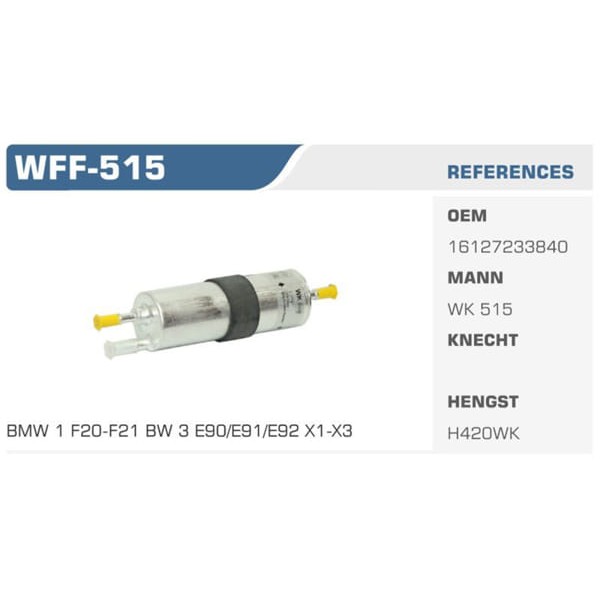 WINKEL WFF-515 Benzin Filtresi Bmw 1 Bmw 3 Bmw 5 Bmw 6 Bmw 7 Bmw X1 Bmw X3 Koli: 50 Ad. 
