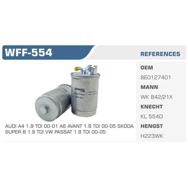 WINKEL WFF-554 Mazot Filtresi A4 A6 2.0 TDI Koli: 50 Ad.