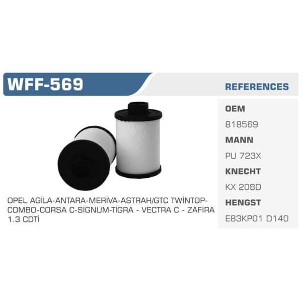 WINKEL WFF-569 Mazot Filtresi Albea Doblo 05- Punto Ducato / Boxer / Jumper / Astra H Corsa C Combo