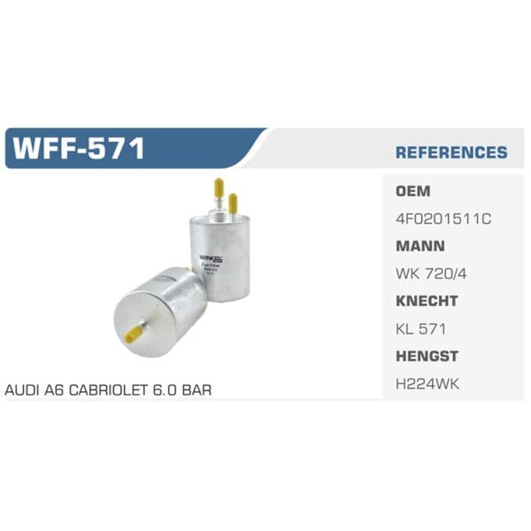 WINKEL WFF-571 Mazot Filtresi A4 A6 A8 2.0 Fsı 3.0 Tfsı Koli: 50 Ad.