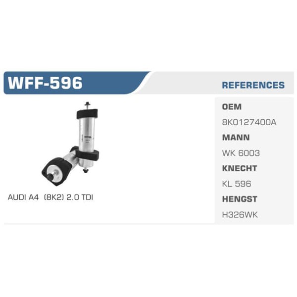 WINKEL WFF-596 Mazot Filtresi A4 8K 08- A5 8T3 08- Q7 10- 2.0 TDI 2.7 TDI 3.0 TDI Koli: 25 Ad. 