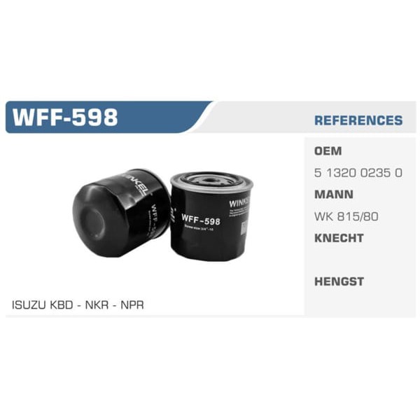 WINKEL WFF-598 Mazot Filtresi D-Max Zp 598 Nkr Npr Tfr Koli: 50 Ad.