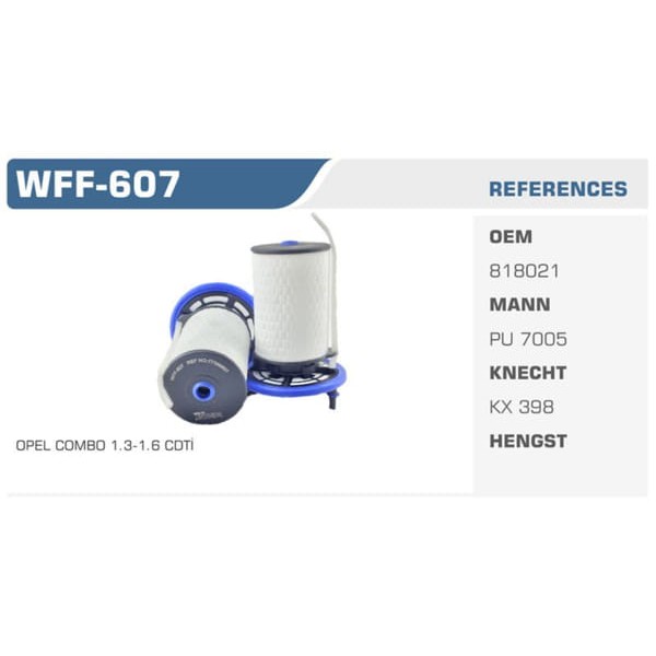 WINKEL WFF-607 Mazot Filtresi Doblo 10- Idea / Combo 12- 1.3 Jtd 1.6 Jtd Euro5 Koli: 50 Ad. 