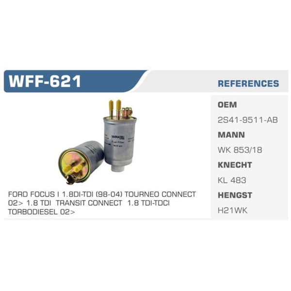 WINKEL WFF-621 Mazot Filtresi Fiesta IV Focus Transit Connect 1.8Dı 1.8 TDCI 75Bg 