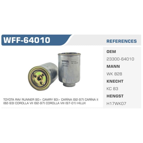 WINKEL WFF-64010 Mazot Filtresi Hilux / Navara D23 Skaystar 2.5D 2.5Td Koli: 50 Ad. 