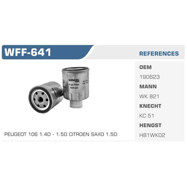 WINKEL WFF-641 Mazot Filtresi Punto Ducato / Boxer / Jumper / Passat / Transit / Accent Era 07-09 Ac 