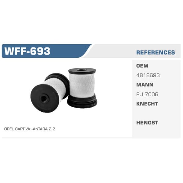 WINKEL WFF-693 Mazot Filtresi Thema 11- / Antara 10- / Captiva 11- / Cherokee 11- 2.2 Cdtı 2.0 2.2 3