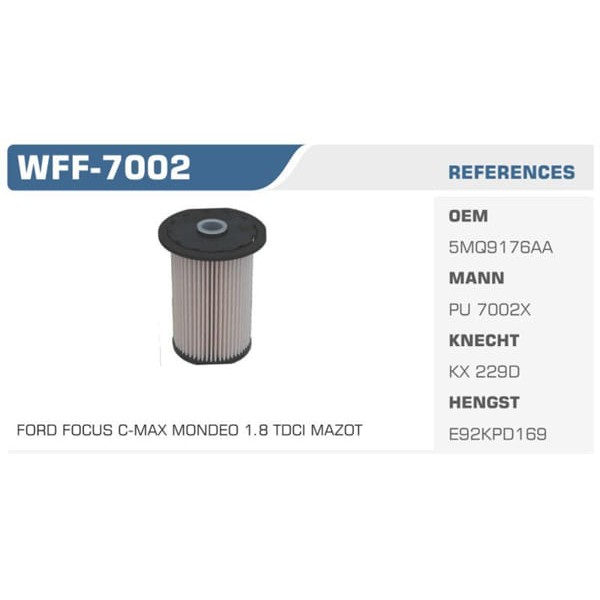 WINKEL WFF-7002 Mazot Filtresi Focus C-Max Mondeo 1.8 Koli: 50 Ad.