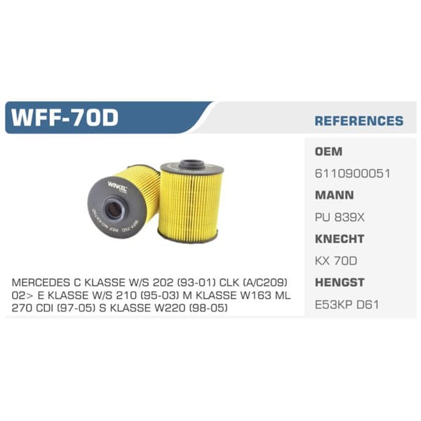 WINKEL WFF-70D Yakıt Filtresi Mercedes W210 W163 98-05 Koli: 50 Ad. 