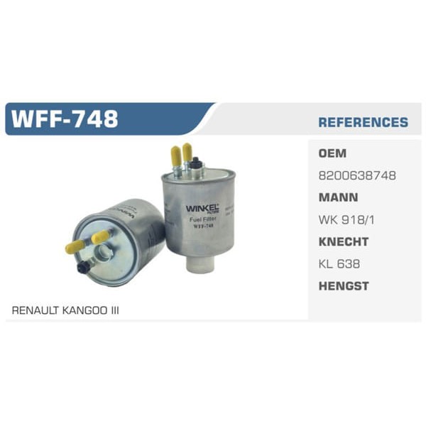 WINKEL WFF-748 Mazot Filtresi Kangoo Laguna III 1.5 DCI 2.0 DCI Koli: 50 Ad. 