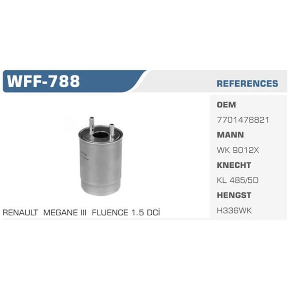 WINKEL WFF-788 Mazot Filtresi Megane III 09- Grand Scenic III 09- Fluence 10- 1.5 DCI 