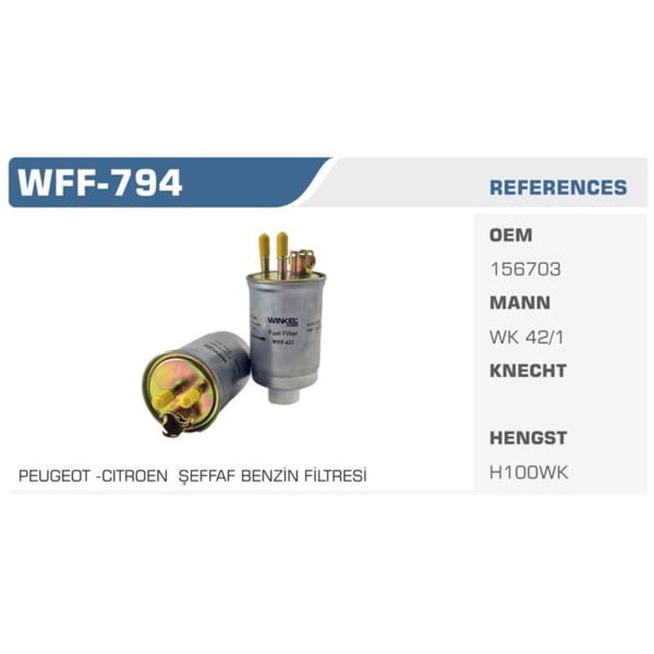 WINKEL WFF-794 Benzin Filtresi Murat 131 / R19 R21 CLIO I / Escort IV 86-90 / Sunny I 82-87 Küçük Ti