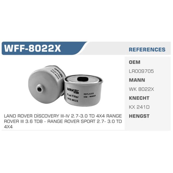 WINKEL WFF-8022X Yakıt Filtresi Discovery Range Rover 3.0Td Koli: 50 Ad. 