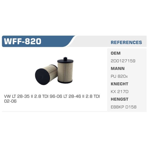 WINKEL WFF-820 Mazot Filtresi Lt28-35 01- Lt28-46 02- 2.8 TDI Auh Bcq