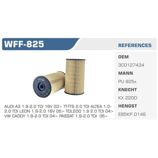 WINKEL WFF-825 Mazot Filtresi Passat Caddy III / A4 A6 2.0 TDI Koli: 50 Ad.