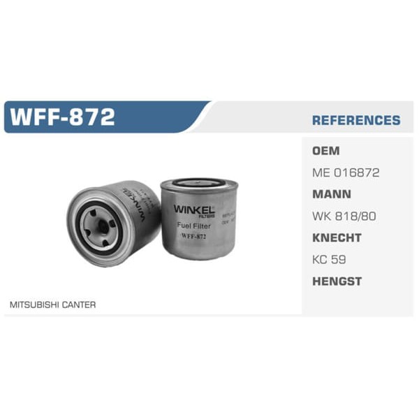 WINKEL WFF-872 Mazot Filtresi Hd35 / Canter 659 Turbo Koli: 50 Ad. 