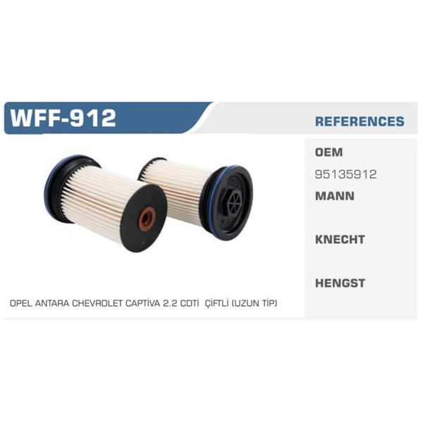 WINKEL WFF-912 Mazot Filtresi Uzun Tip Koli: 50 Ad.
