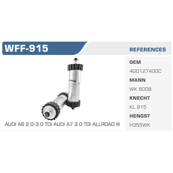 WINKEL WFF-915 Mazot Filtresi A6 10-11 A7 11- 2.0 TDI 3.0 TDI Koli: 50 Ad.