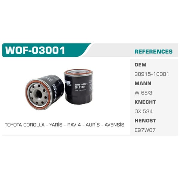 WINKEL WOF-3001 Yağ Filtresi Corolla 88-06/Corona W68/3 Fn0071 