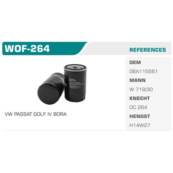 WINKEL WOF-264 Yağ Filtresi Golf III IV Bora Polo Passat Caddy Transporter T5 Lt28-35 / A3 A4 A6 A8 