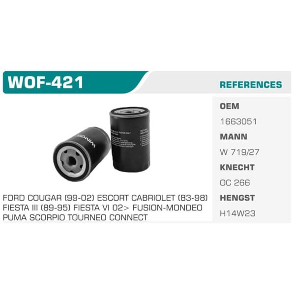 WINKEL WOF-421 Yağ Filtresi Fiesta III IV V Focus 98-04 Mondeo Escort V VI Vıı 92-00 Transit Connect 