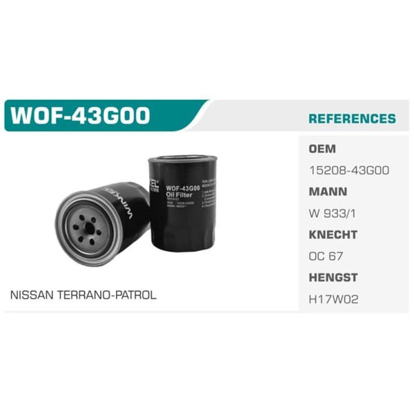 WINKEL WOF-43G00 Yağ Filtresi Vanette Pıck-Up D21 D22 / Mazda B2500 05- Koli: 50 Ad. 