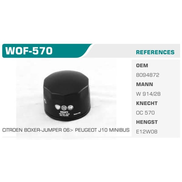 WINKEL WOF-570 Yağ Filtresi Ducato / Daily IV / Boxer / Jumper 06- 2.3 Jtd 