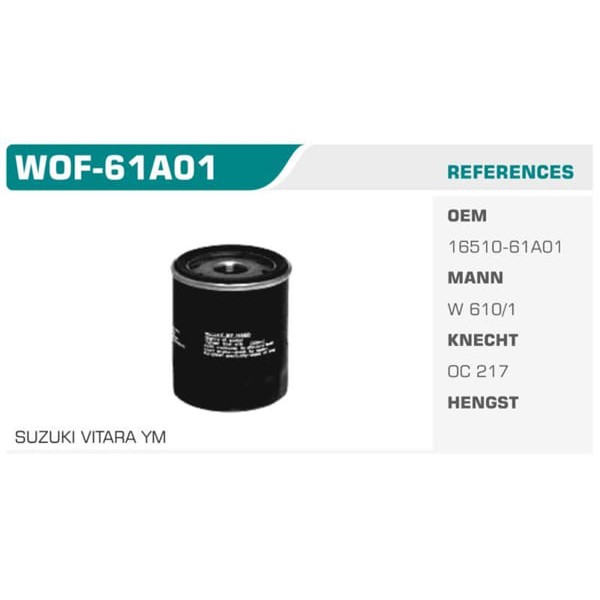 WINKEL WOF-61A01 Yağ Filtresi Sx4 13- 1.6 Koli: 50 Ad.