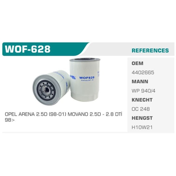 WINKEL WOF-628 Yağ Filtresi Ducato / Daily / Master I / Boxer / Jumper / Movano 2.5D 2.5Dtı 2.8Jtd H 