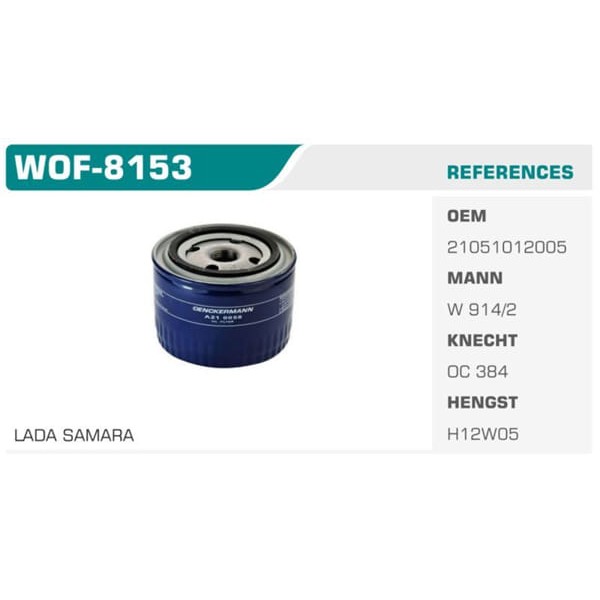 WINKEL WOF-8153 Yağ Filtresi Renault 9 Renault 12 Koli: 40 Ad.