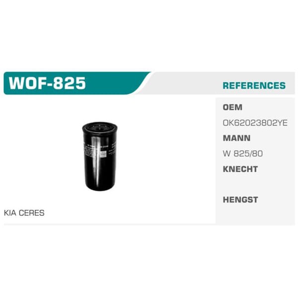 WINKEL WOF-825 Yağ Filtresi Ceres İnce Tip Koli: 50 Ad. 