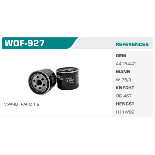 WINKEL WOF-927 Yağ Filtresi R19 CLIO I II III Express Kangoo Megane I II Laguna I II Scenic Modus /